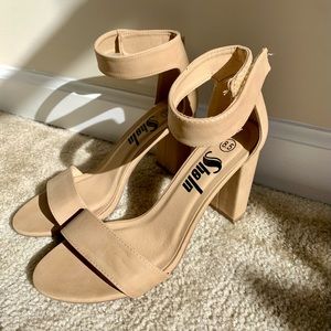 Pleather Open-toe Wide-Fit Block Heels